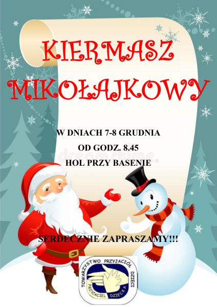 plakat promujący kiermasz mikołajkowy