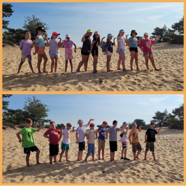 zdjęcia uczni&oacute;w podczas wycieczki na Pustynię Kozłowską