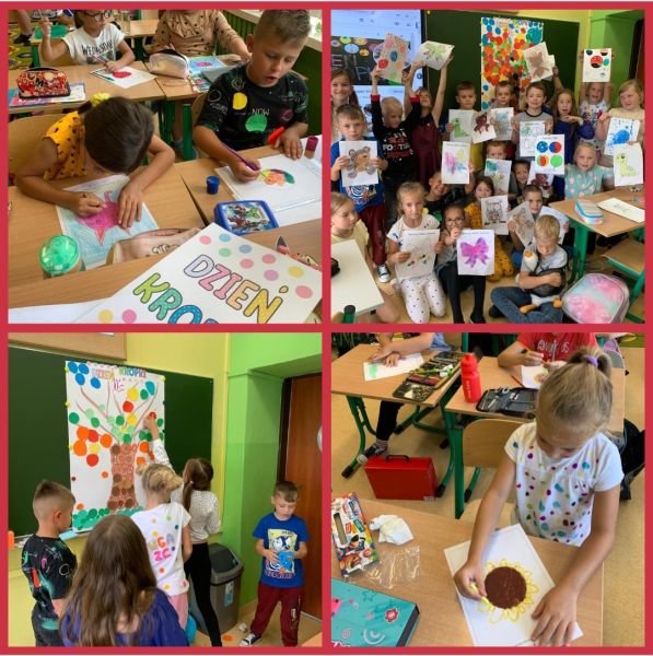 zdjęcie uczni&oacute;w podczas obchod&oacute;w Międzynarodowego Dnia Kropki