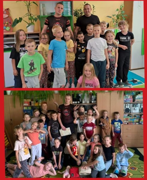 zdjęcie uczni&oacute;w podczas spotkania z ratownikiem g&oacute;rniczym