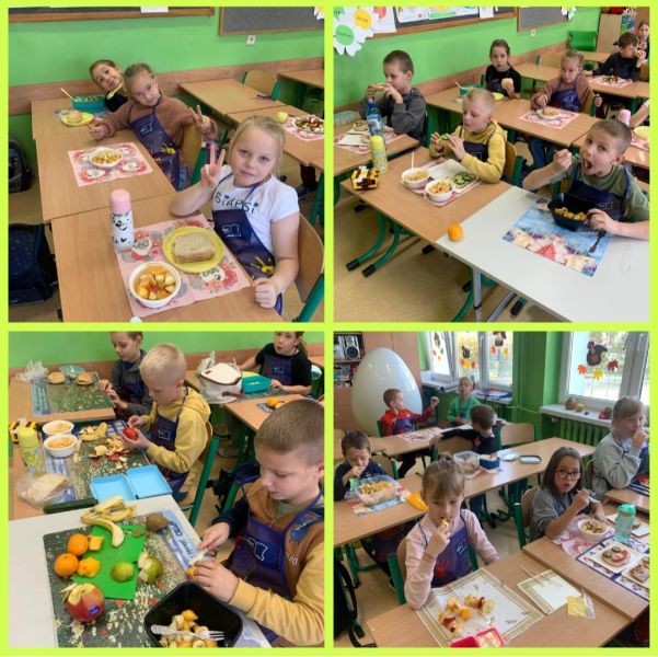 zdjęcie uczni&oacute;w podczas akcji "Śniadanie daje moc"