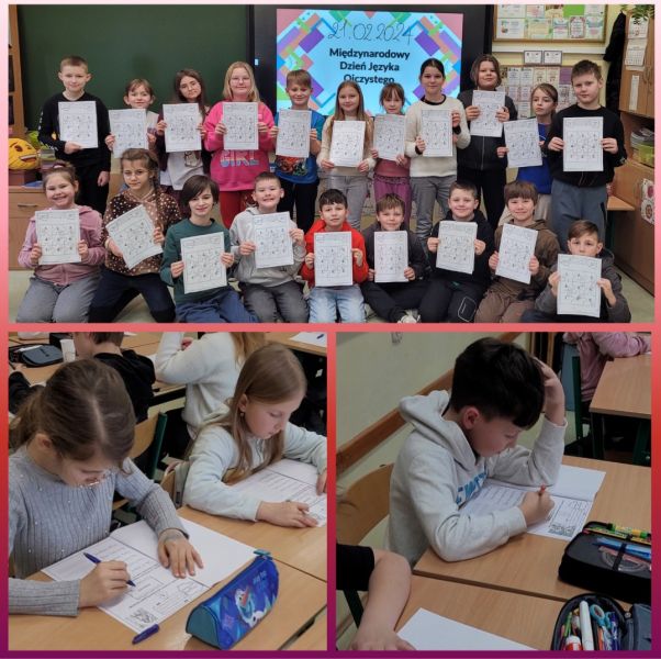 zdjęcie uczni&oacute;w podczas międzynarodowego dnia języka ojczystego