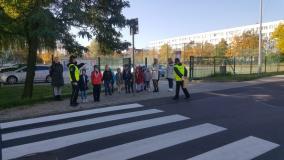 Uczniowiepodczas spotkania na temat bezpieczeństwa