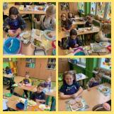 zdjęcie dzieci wraz z przygotowanymi daniami